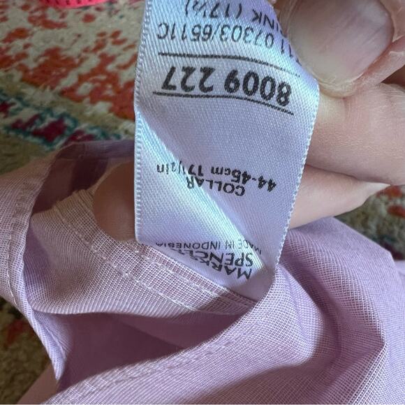 Marks & Spencer Non Iron Cotton Pink Button Down - 17.5" - Picture 9 of 9